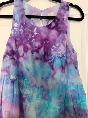 a new day Purple and Blue Tie-Dye Sleeveless Midi Dress